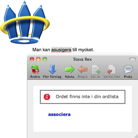 Bild på ett programfönster och StavaRex logga